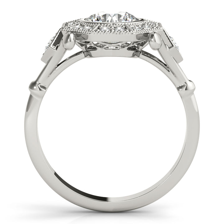 18K White Gold Round Diamond Halo Engagement Ring