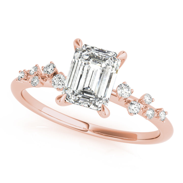 18K Rose Gold Emerald Diamond Fashion Ring