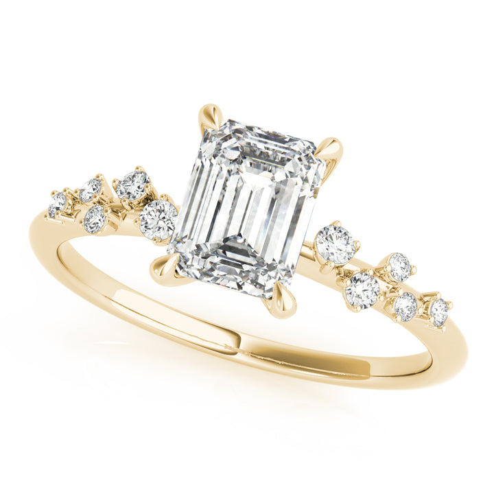 18K Yellow Gold Emerald Diamond Engagement Ring