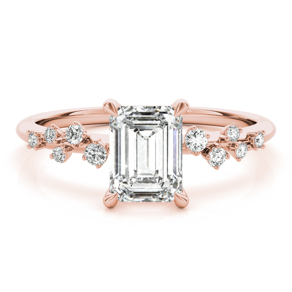 18K Rose Gold Emerald Diamond Fashion Ring