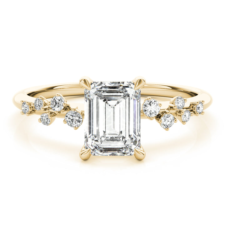 18K Yellow Gold Emerald Diamond Engagement Ring