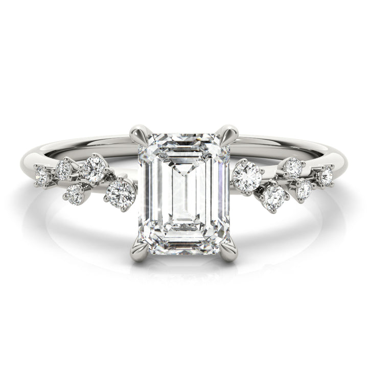18K White Gold Emerald Diamond Fashion Ring