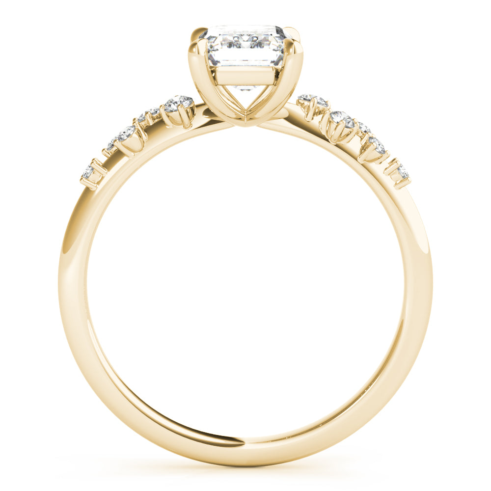 18K Yellow Gold Emerald Diamond Engagement Ring