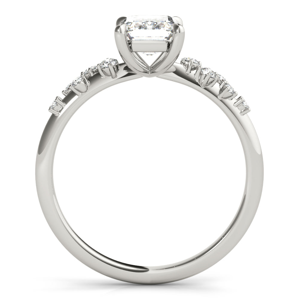 Platinum Emerald Diamond Fashion Engagement Ring