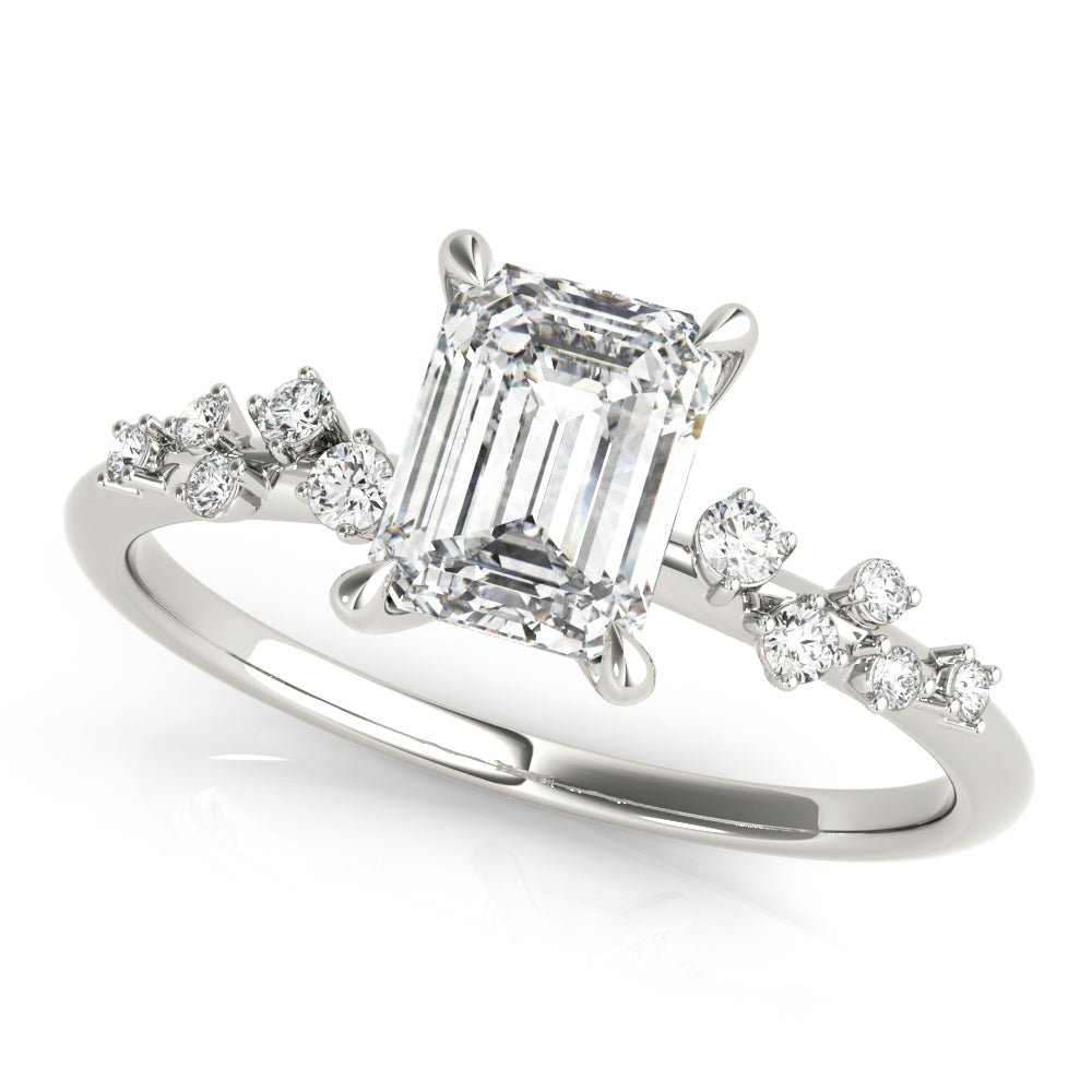 Platinum Emerald Diamond Fashion Engagement Ring