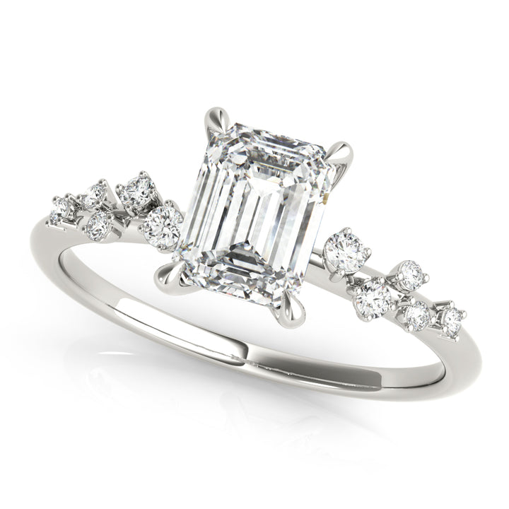 Platinum Emerald Diamond Fashion Engagement Ring