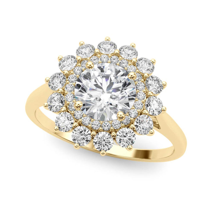 18K Yellow Gold Diamond Halo Engagement Ring 1.5 ctw