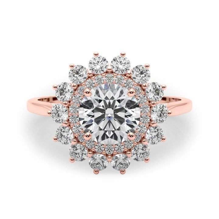 18K Rose Gold 1 ct Diamond Halo Engagement Ring