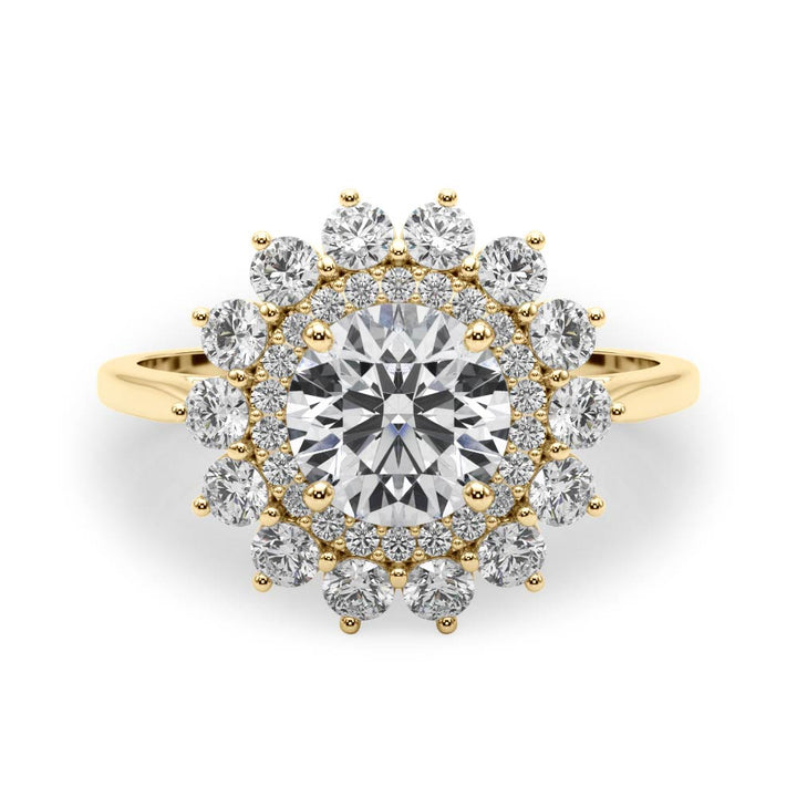 18K Yellow Gold Diamond Halo Engagement Ring 1.5 ctw