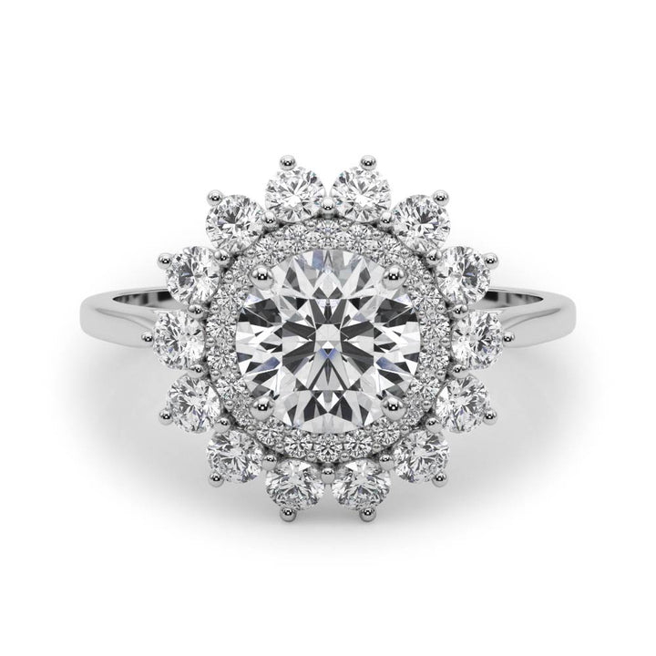 Platinum 1.625ctw Round Diamond Halo Engagement Ring