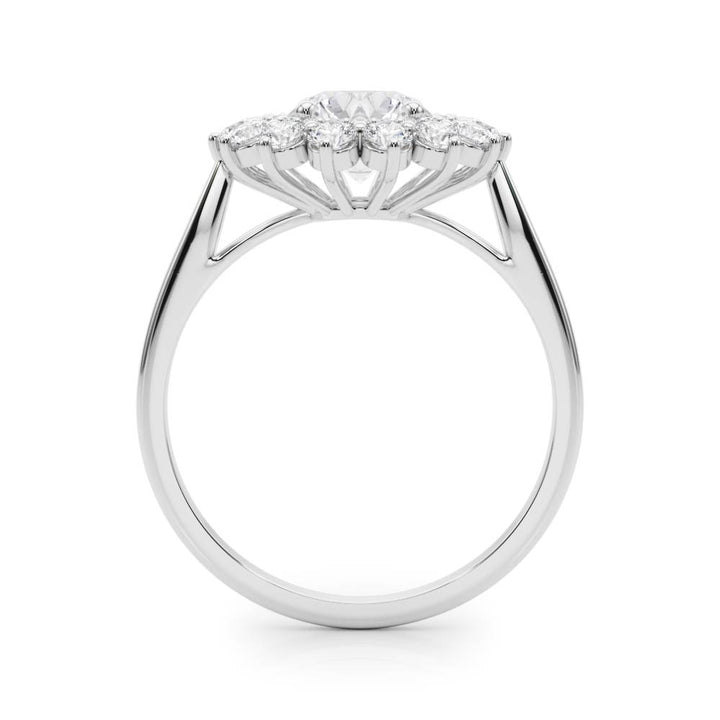 Platinum 1.625ctw Round Diamond Halo Engagement Ring