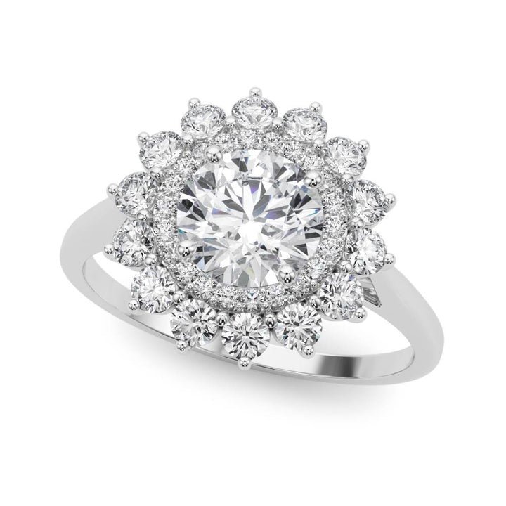 18K White Gold 1 ct Diamond Halo Engagement Ring