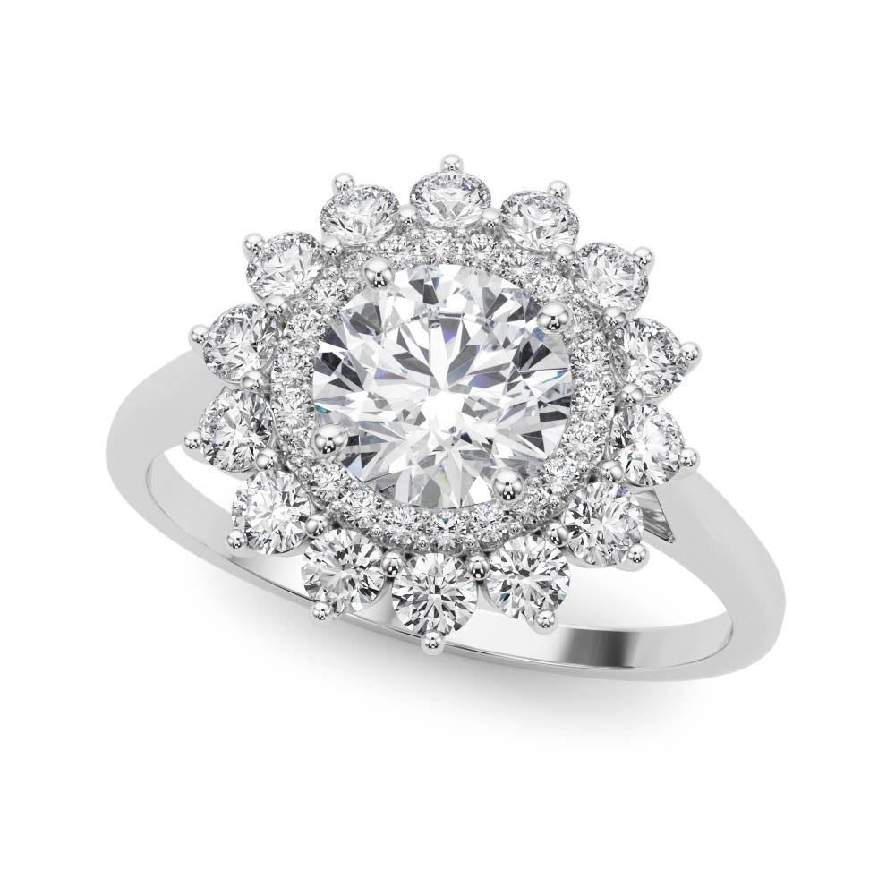 18K White Gold 1 ct Diamond Halo Engagement Ring