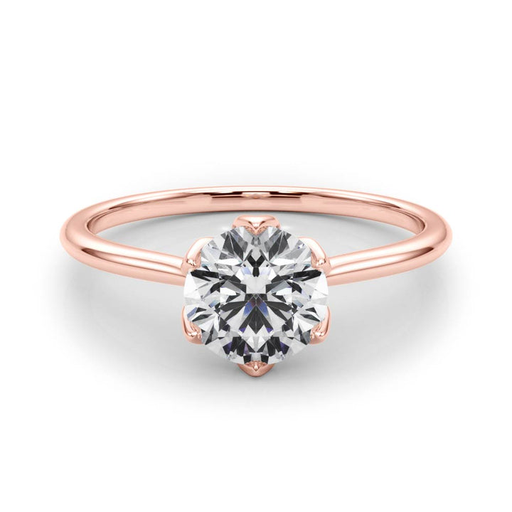 14K Rose Gold 1ct Round Diamond Solitaire Ring
