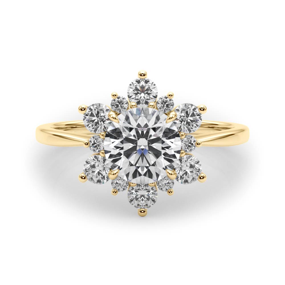 14K Yellow Gold 1 CT Diamond Halo Engagement Ring