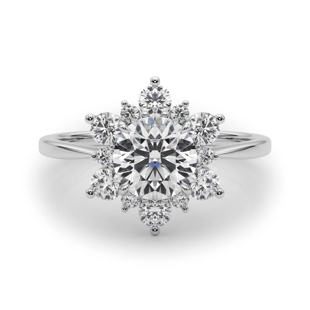 Platinum 1.5 CT TW Round Diamond Halo Engagement Ring