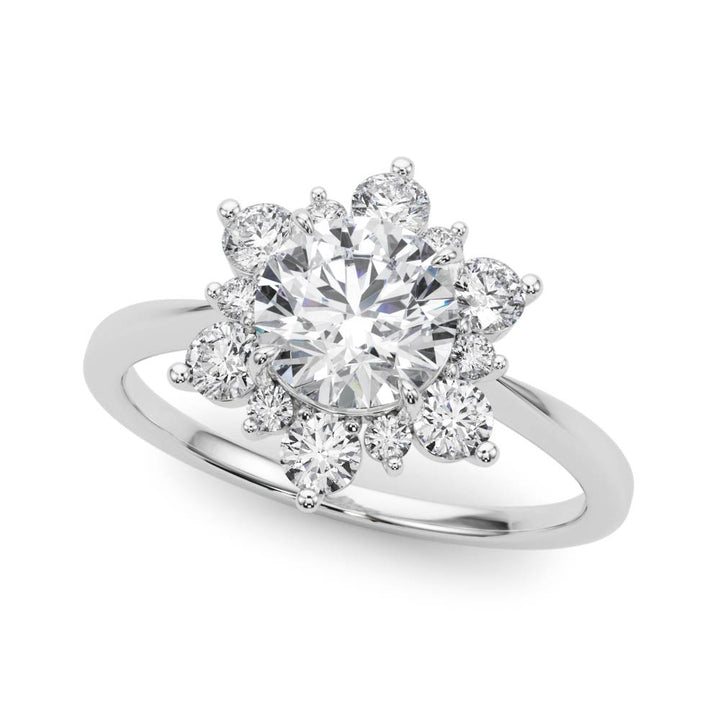 Platinum 1.5 CT TW Round Diamond Halo Engagement Ring