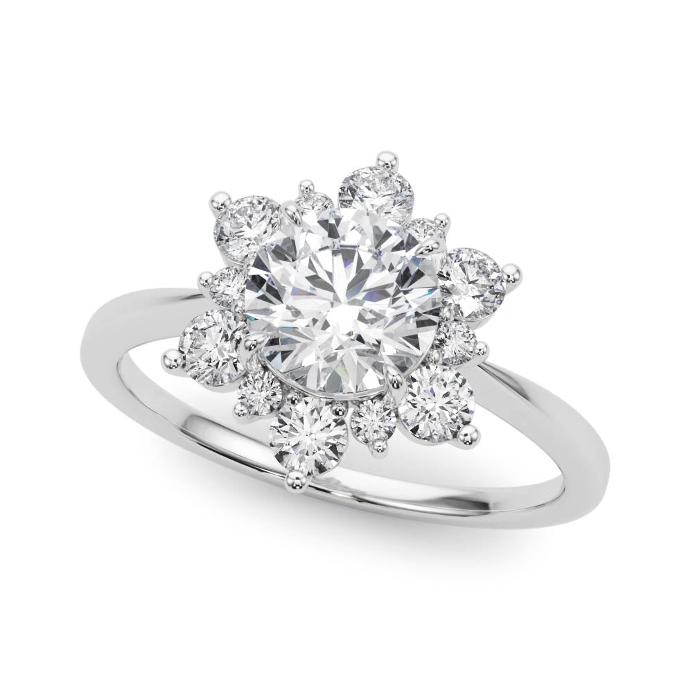 14K White Gold 1.5 ctw Round Diamond Halo Ring