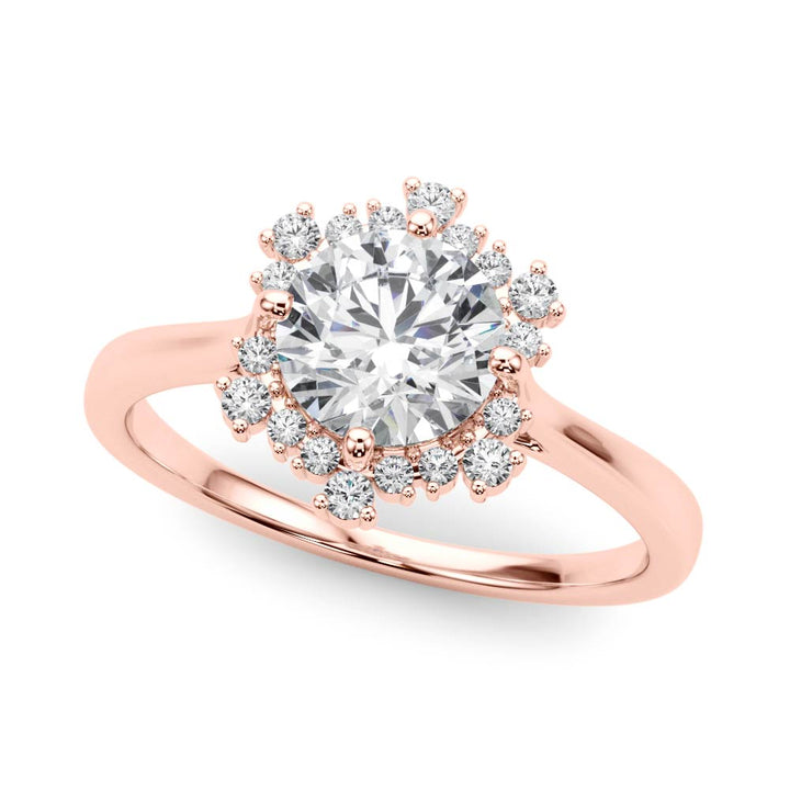 14K Rose Gold 1 CT Diamond Halo Engagement Ring