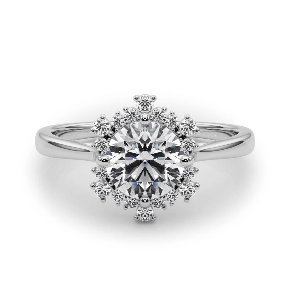 14K White Gold 1 CT Diamond Halo Engagement Ring