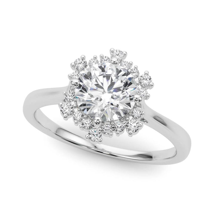 18K White Gold 1 CT Diamond Halo Engagement Ring