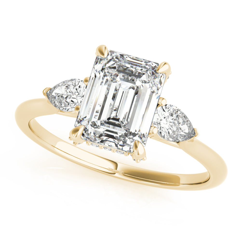 18K Yellow Gold 1.5ctw Emerald Diamond Engagement Ring
