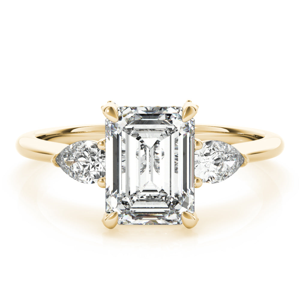 18K Yellow Gold 1.5ctw Emerald Diamond Engagement Ring
