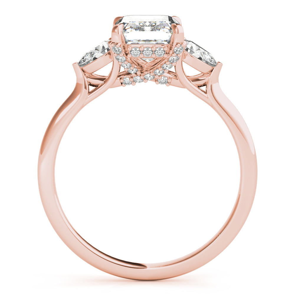 Rose Gold 1.5 CT Emerald Diamond Engagement Ring