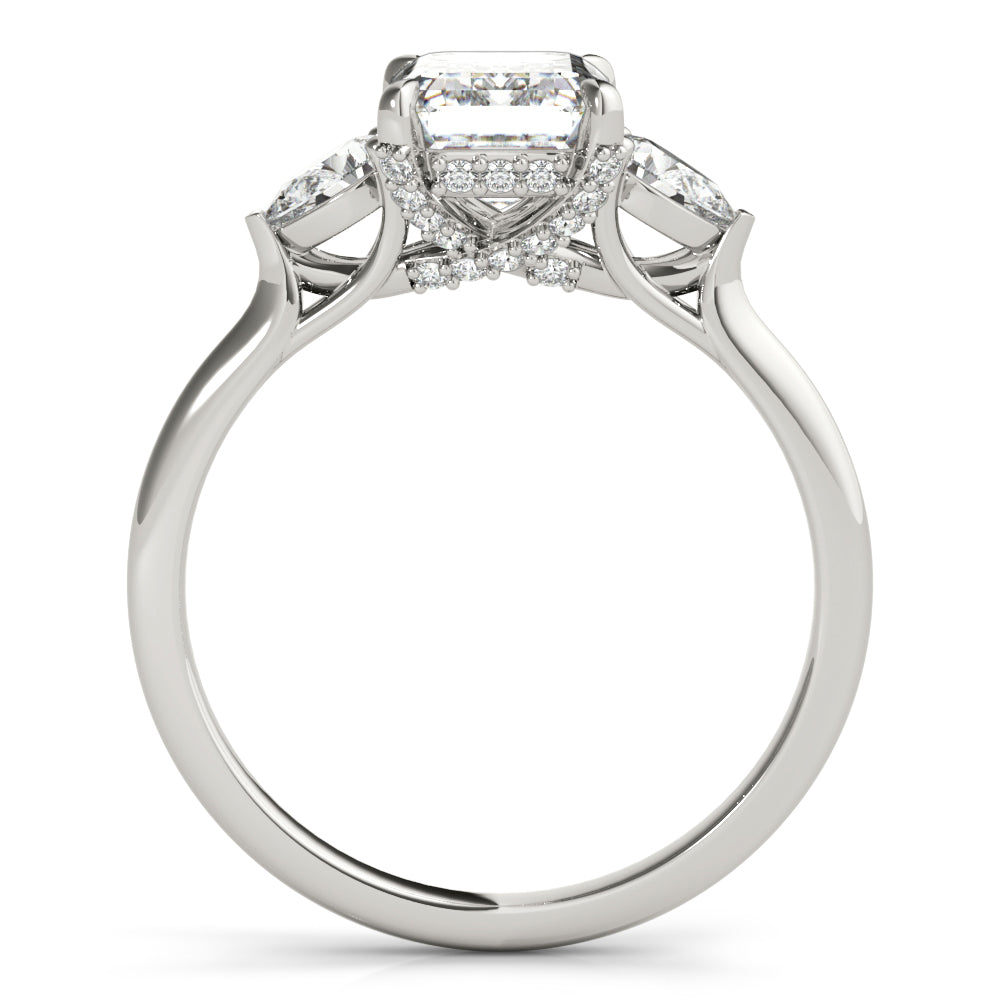 14K White Gold 1.5ctw Emerald Diamond Engagement Ring