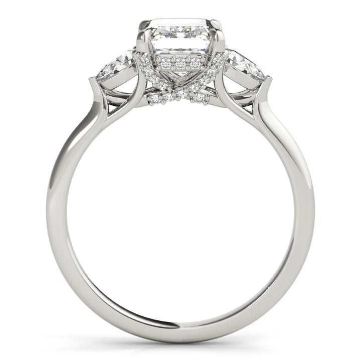 14K White Gold 1.5ctw Emerald Diamond Engagement Ring
