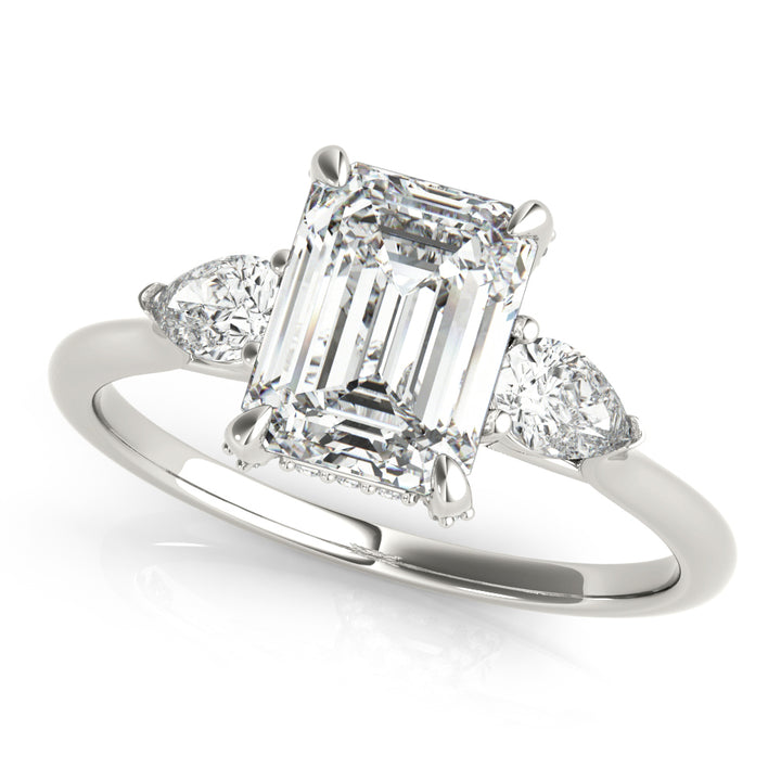 14K White Gold 1.5ctw Emerald Diamond Engagement Ring
