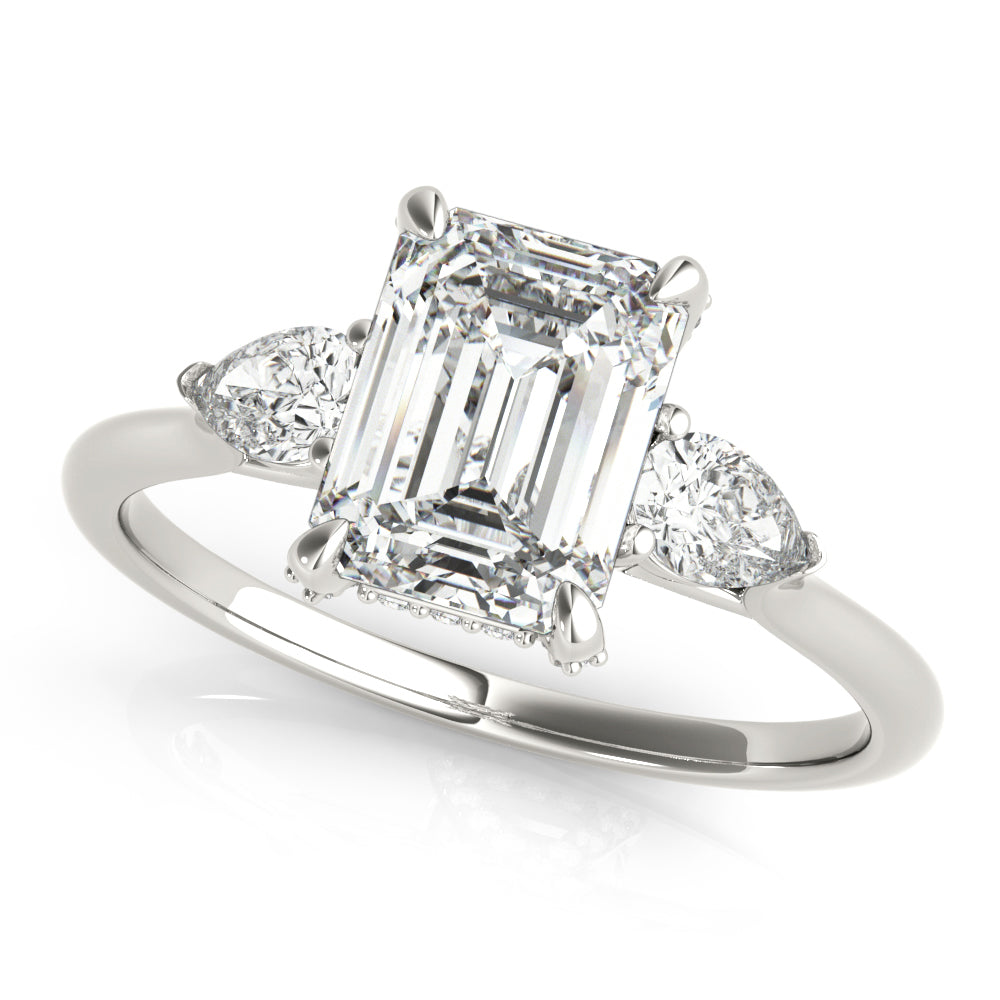 18K White Gold 1.5 CT Emerald Diamond Engagement Ring
