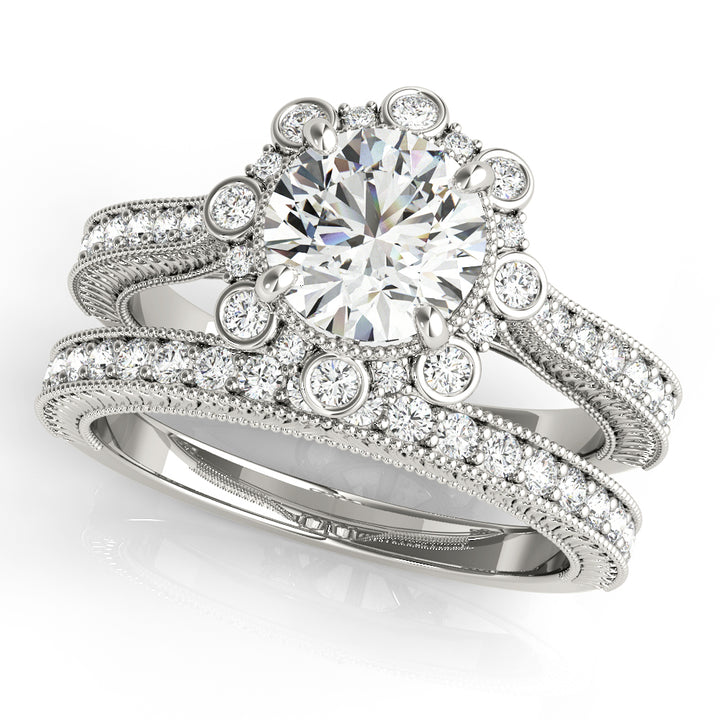 14K White Gold 1 CT Diamond Halo Engagement Ring