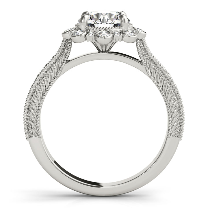 18K White Gold Round Diamond Halo Engagement Ring