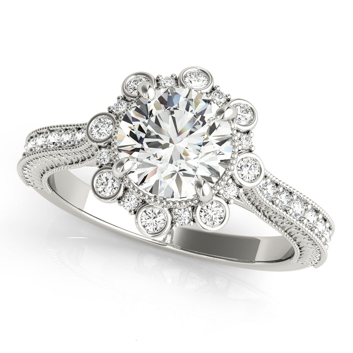14K White Gold 1 CT Diamond Halo Engagement Ring