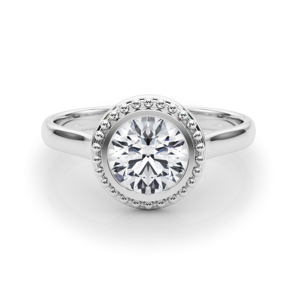 14K White Gold 1 CT Round Diamond Engagement Ring