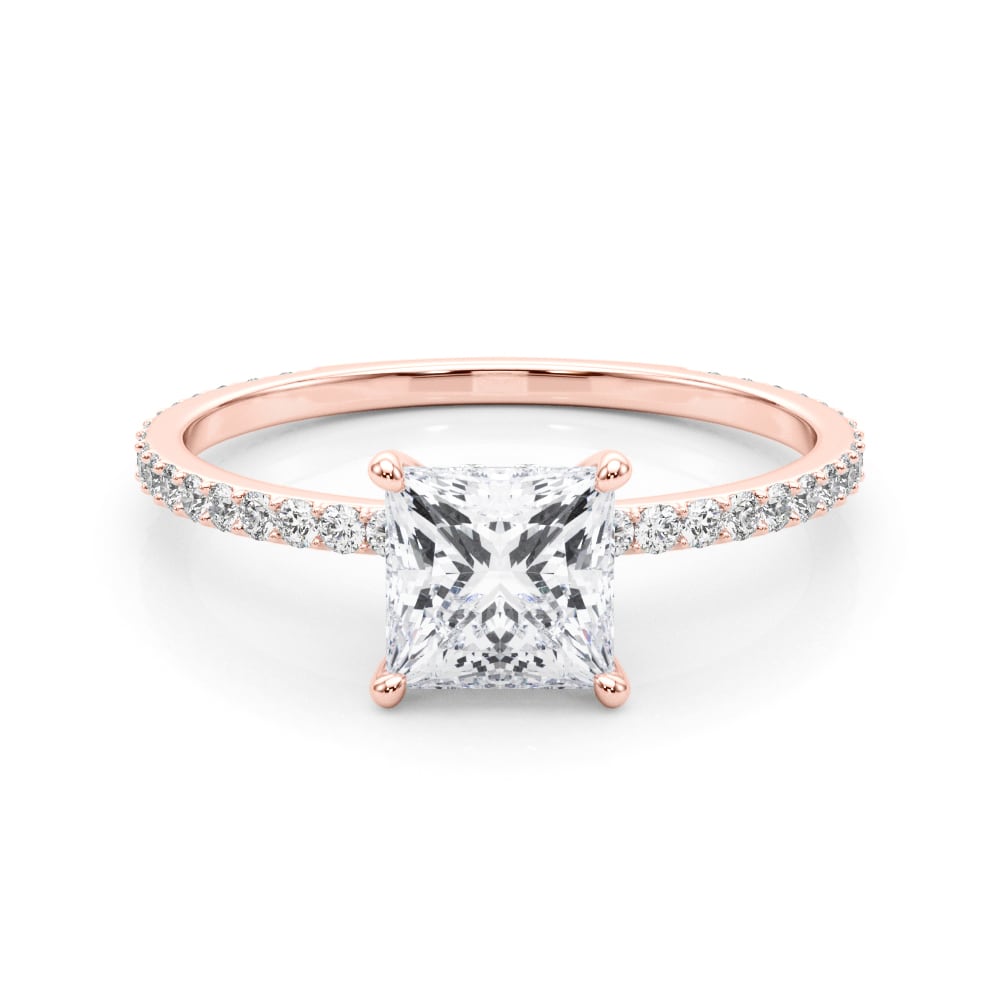 HIDDEN HALO PRINCESS CUT CENTER SINGLE ROW