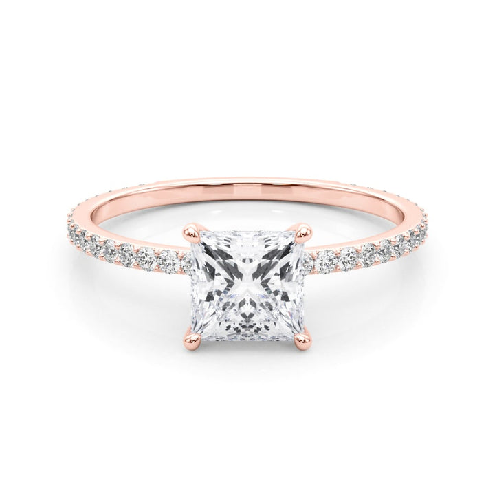 HIDDEN HALO PRINCESS CUT CENTER SINGLE ROW