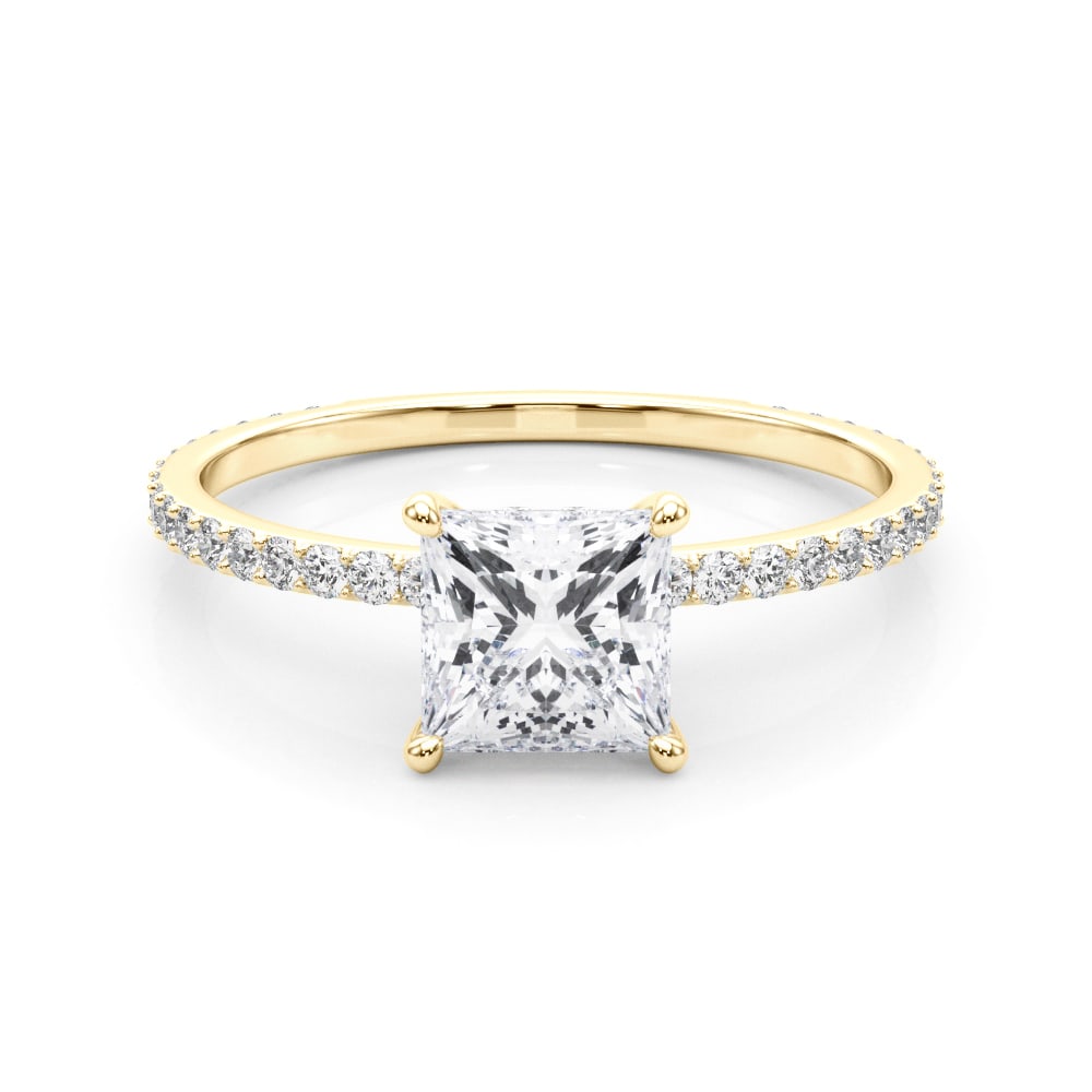 HIDDEN HALO PRINCESS CUT CENTER SINGLE ROW