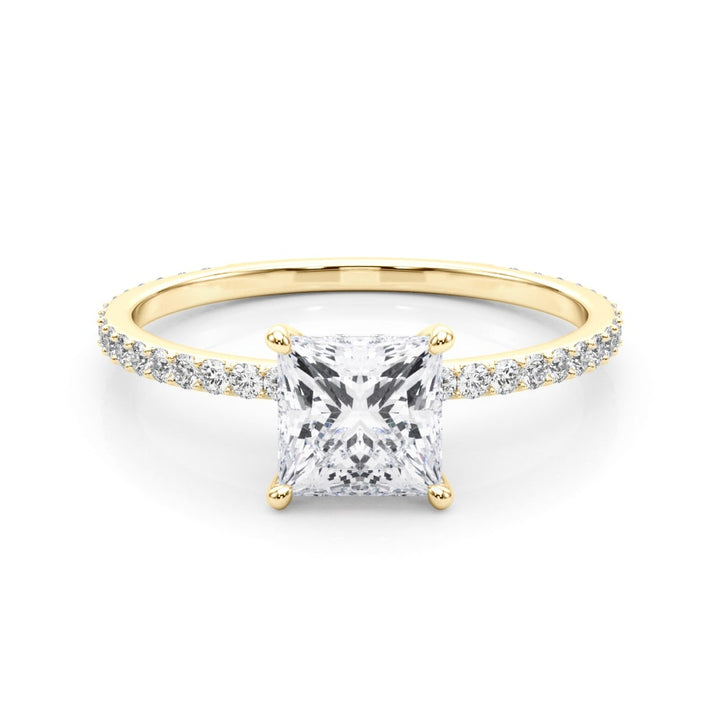HIDDEN HALO PRINCESS CUT CENTER SINGLE ROW
