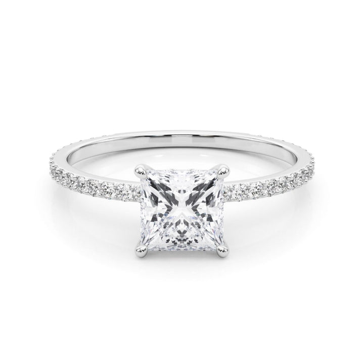 HIDDEN HALO PRINCESS CUT CENTER SINGLE ROW