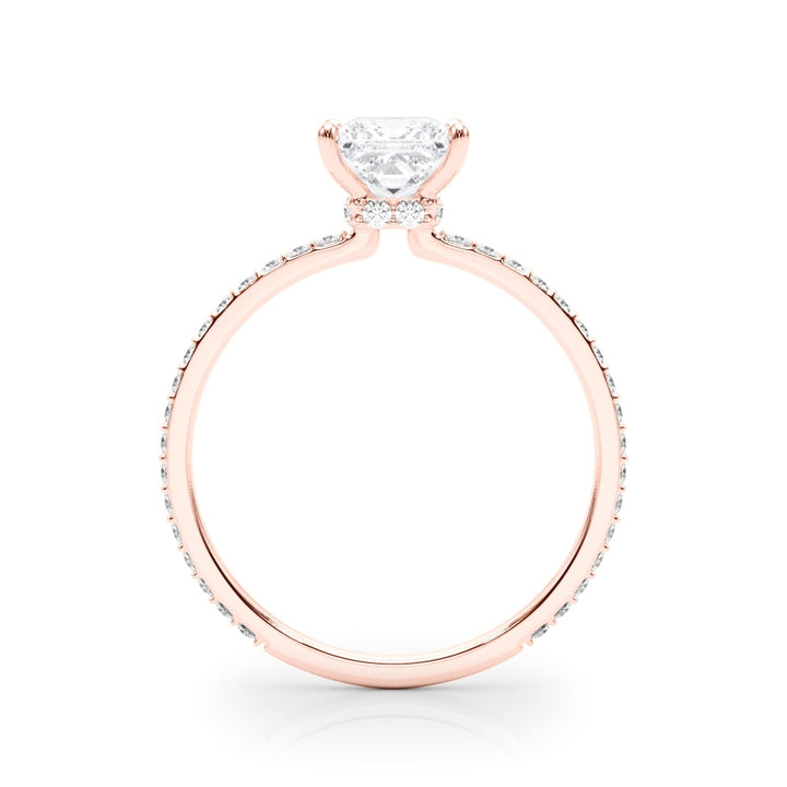 HIDDEN HALO PRINCESS CUT CENTER SINGLE ROW