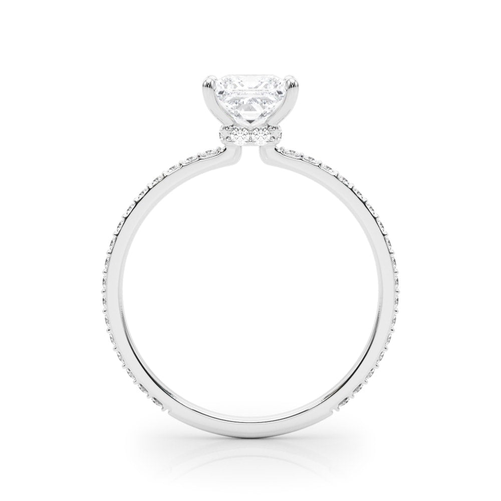 HIDDEN HALO PRINCESS CUT CENTER SINGLE ROW