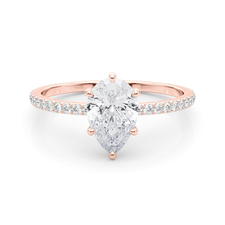 14K Rose Gold Diamond Halo Engagement Ring