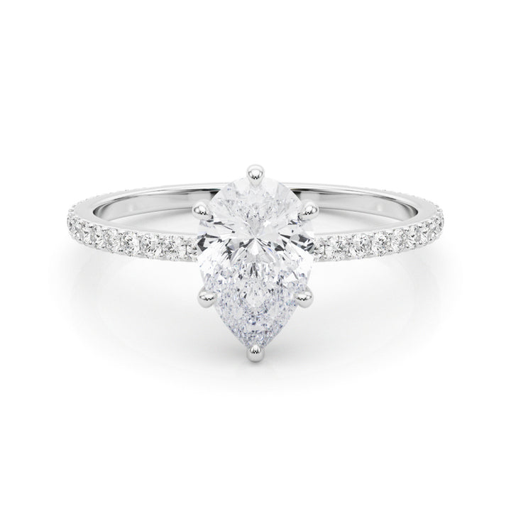 14K White Gold Diamond Halo Engagement Ring - 1/3 ctw