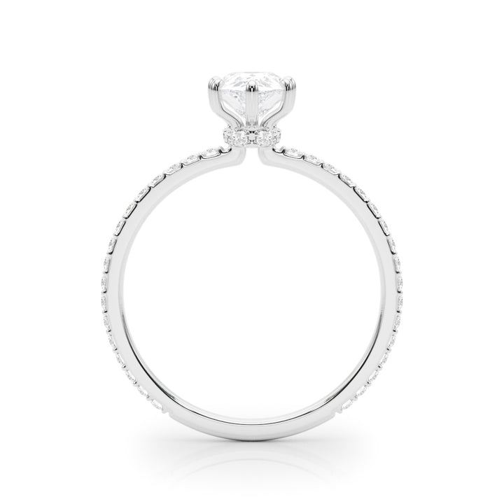 Diamond Halo Engagement Ring with Accent Stones