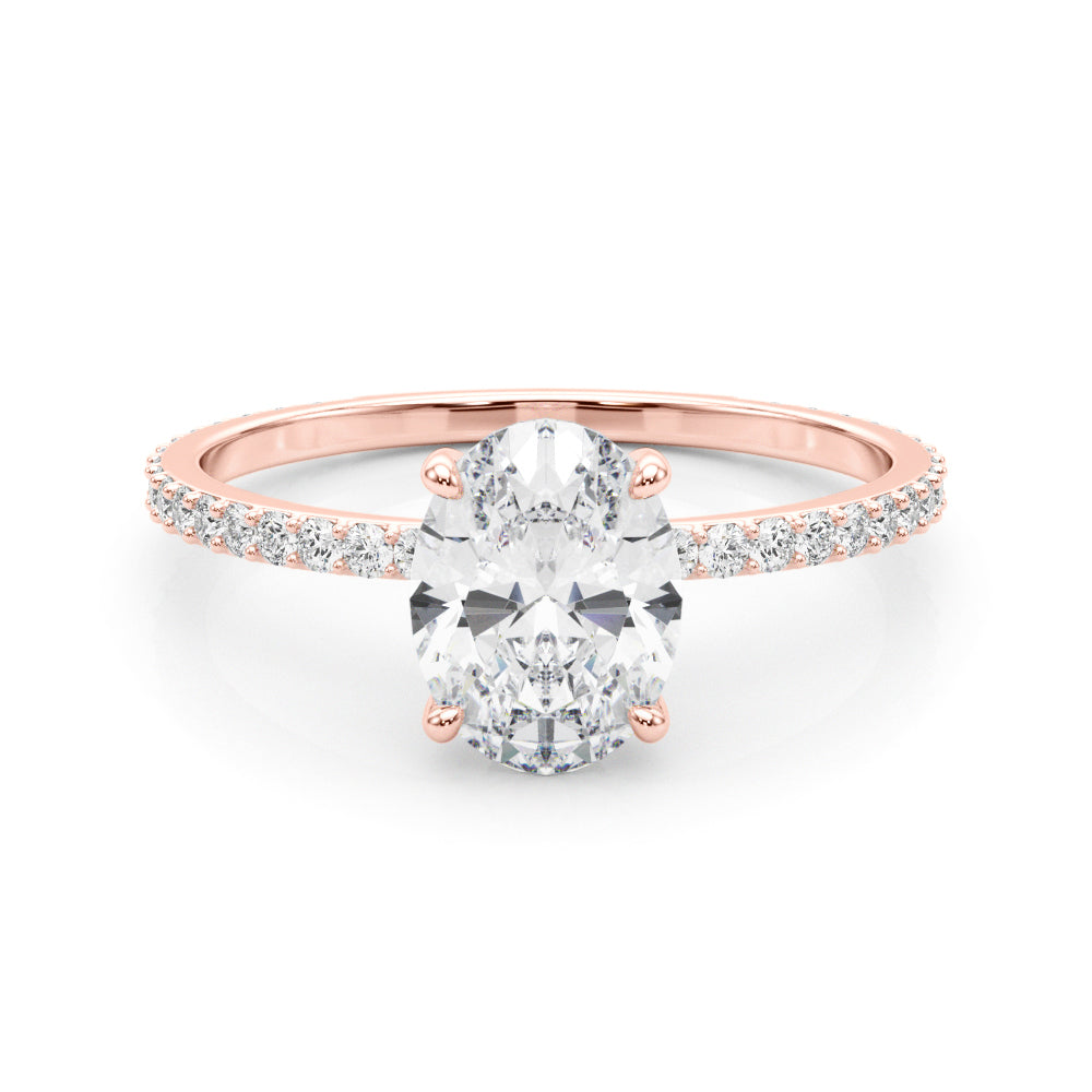 14K Rose Gold Oval Diamond Halo Engagement Ring