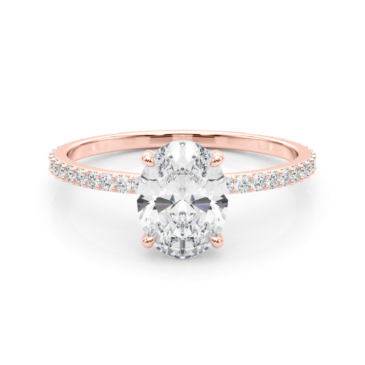 14K Rose Gold Oval Diamond Halo Engagement Ring
