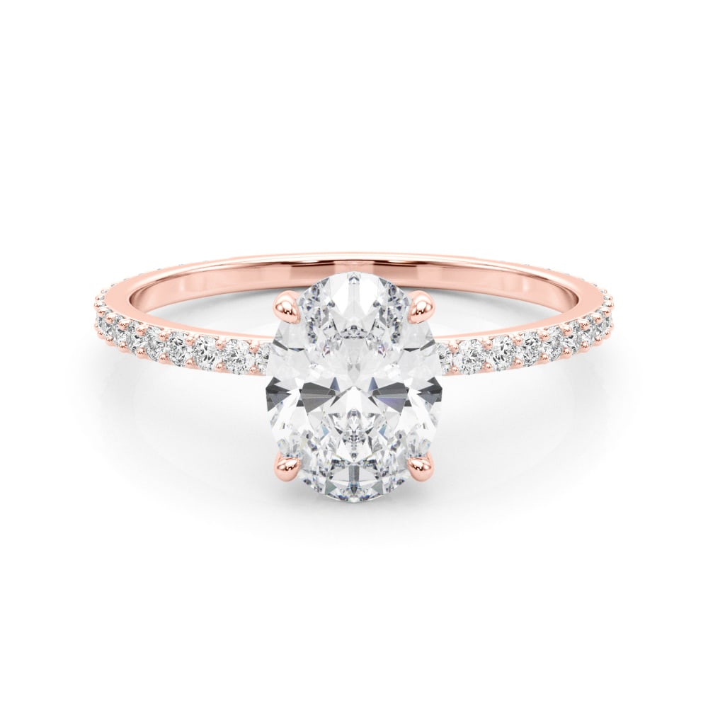 14K Rose Gold 1/3 ct tw Halo Diamond Engagement Ring