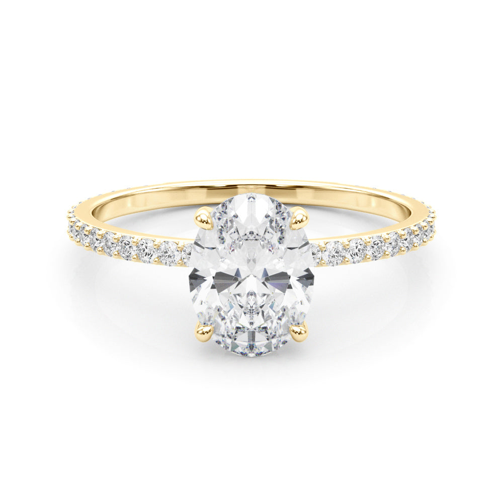 14K Yellow Gold Oval Diamond Engagement Ring with Halo